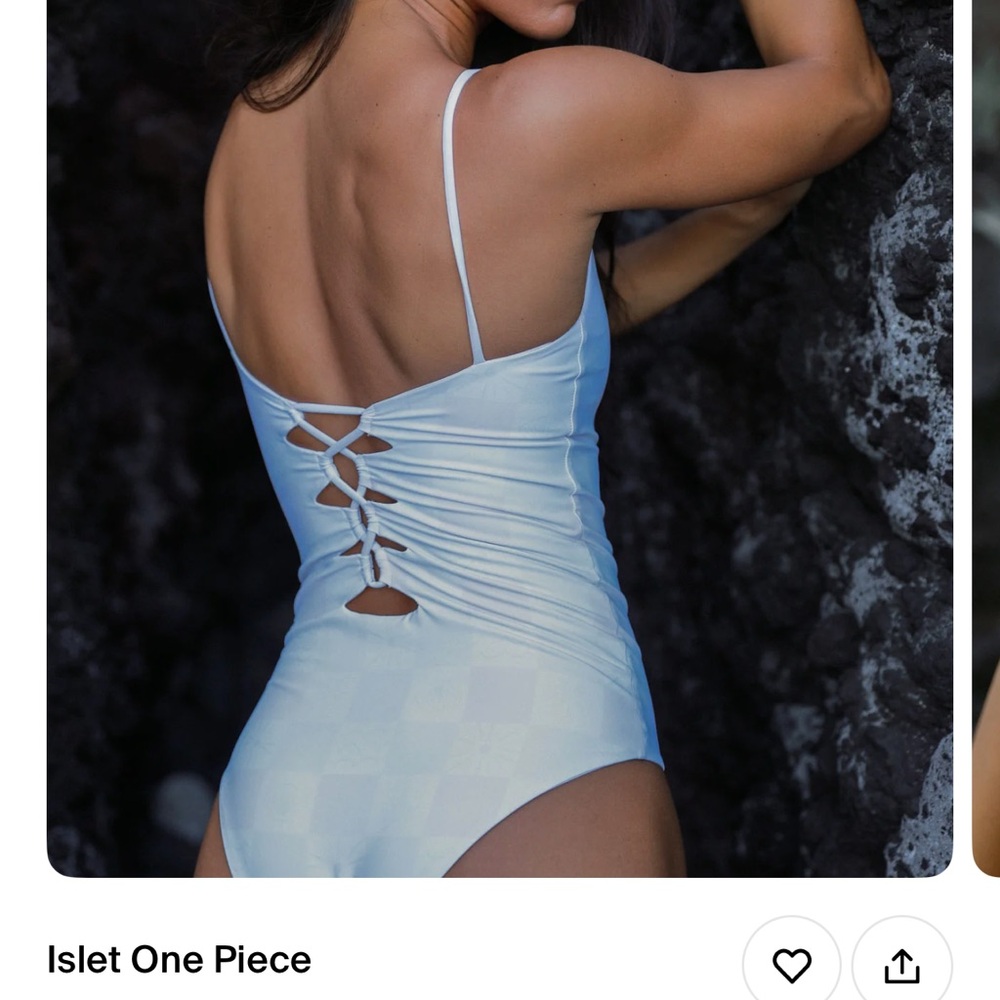 White One-Piece Swimsuit with Lace-Up Back